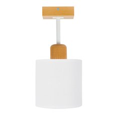 Lampa sufitowa 15 x 15 x 31 cm jednopunktowy spot z drewna gwint E27 biała do salonu - Miniaturka zdjęcia nr 3