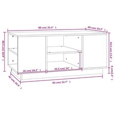 Stolik kawowy 90x49x40,5 cm z przestronnymi półkami lite drewno sosnowe do salonu - Miniaturka zdjęcia nr 8