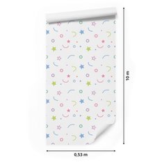 Tapeta Do Pokoju Dzieci Kolorowe WZORKI Gwiazdki 53x1000  - Miniaturka zdjęcia nr 2