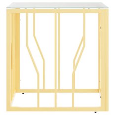 Stolik kawowy 50x50x50 cm do jadalni salonu stal nierdzewna szkło złoty - Miniaturka zdjęcia nr 3