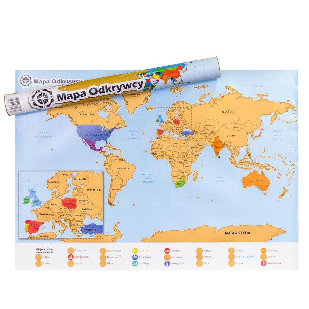 Mapa Odkrywcy Świat PL zdrapka PODRÓŻNIKA prezent nr. 8