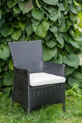 Krzesło ogrodowe czarne technorattan z poduszką do ogrodu lub na balkon 