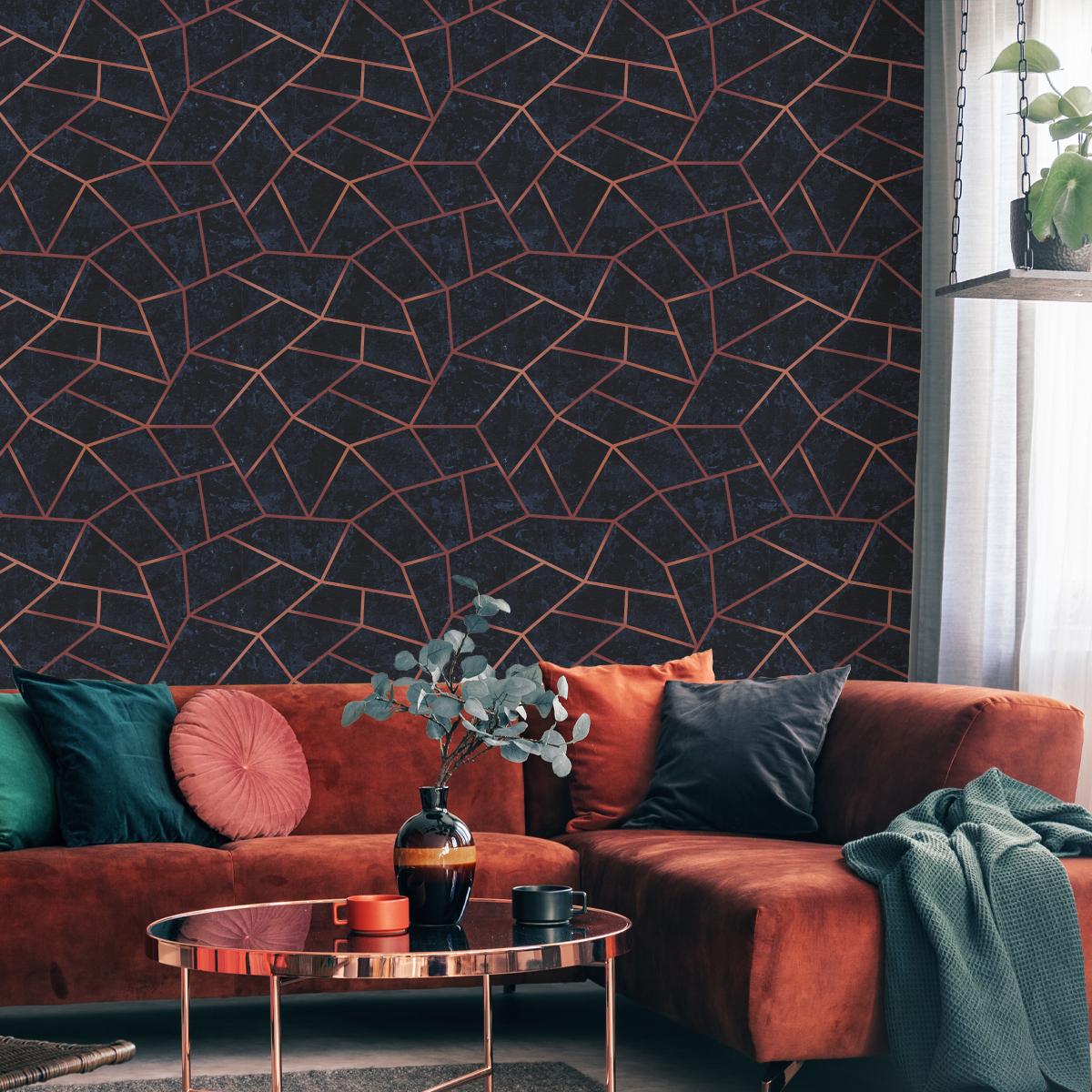 Tapeta do Salonu w Stylu SOHO Geometryczny Wzór 3D  nr. 4
