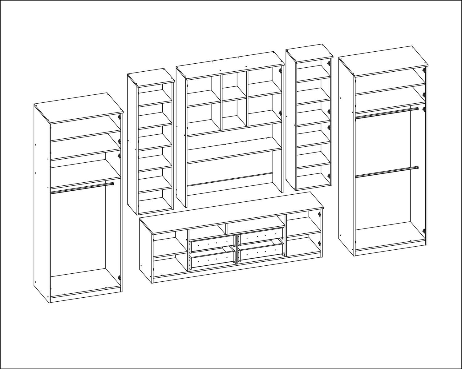 Meblościanka z szafą SAWA 390x232x55 cm zestaw mebli do salonu witryna barek Sonoma ciemna Sonoma jasna MDF  nr. 3