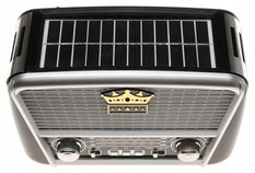 Radio przenośne  21 x 15 x 9 cm RETRO z funkcją bluetooth   USB z latarką  ładowany solarnie czarne - Miniaturka zdjęcia nr 4