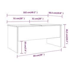 Stolik kawowy 102x50,5x46,5 cm z ukrytym schowkiem pod rozkładanym blatem przydymiony dąb do salonu - Miniaturka zdjęcia nr 9