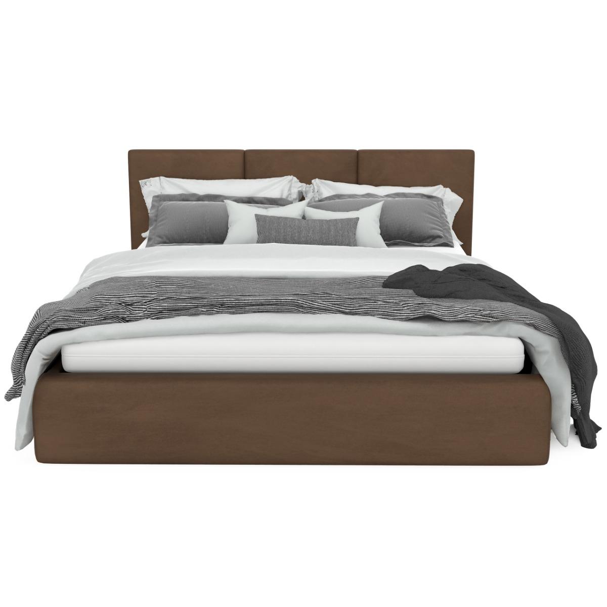 Łóżko tapicerowane do sypialni basic 120x200x88 cm łózko podwójne z pojemnikiem brązowe nr. 11