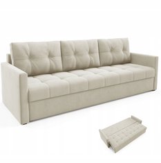 Kanapa IVIO 230x87x86 cm sofa z funkcją spania rozkładana velvet welur beżowa do salonu - Miniaturka zdjęcia nr 1