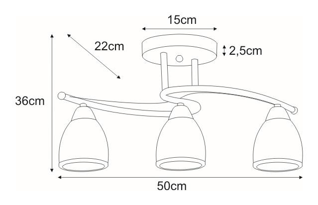 Lampa sufitowa K-JSL-8090/3 AB SAMIRA 50x25x22 cm do salonu lub pokoju patyna nr. 7