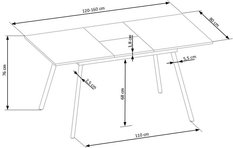 Stół prostokątny Albon 80 cm rozkładany dąb sonoma popielaty  - Miniaturka zdjęcia nr 10