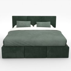 Łóżko tapicerowane do sypialni 180x200x100 cm podwójne z pojemnikiem modne butelkowa zieleń  - Miniaturka zdjęcia nr 12