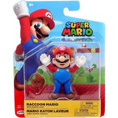 SUPER MARIO oryginalna ruchoma figurka Raccoon Mario + Super Leaf zabawka dla dzieci 10 cm - Miniaturka zdjęcia nr 1