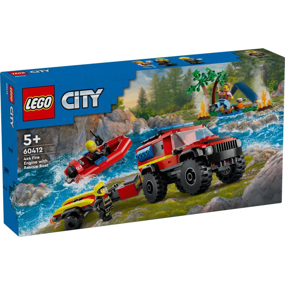 Zestaw klocków lego city terenowy wóz strażacki z łodzią ratunkową 60412 dla dziecka nr. 1