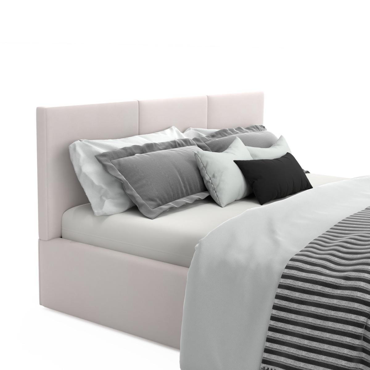 Łóżko tapicerowane 120x200x110 cm z pojemnikiem do sypialni automatycznym na pościel  kremowe  nr. 12