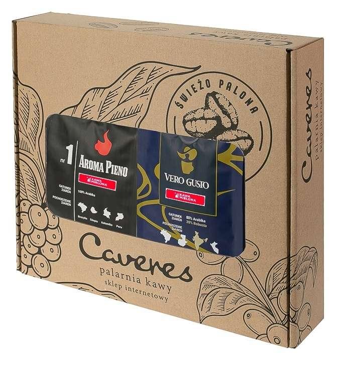 Zestaw Caveres prezentowy AROMA i VERO Kawa mielona 500G