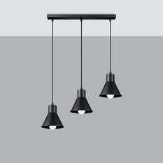 Lampa wisząca TALEJA 3 czarna 120x14x45cm nowoczesna E27 do salonu - Miniaturka zdjęcia nr 2