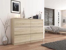 Komoda MODERN 120x30 cm sonoma z szufladami dwa rzędy do biura sypialni lub salonu  - Miniaturka zdjęcia nr 2