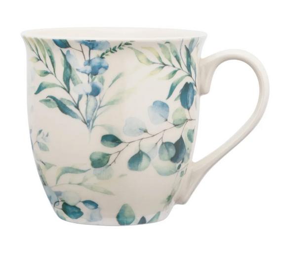 Duży kubek porcelanowy XXL 630ml Ruskus listki pełny