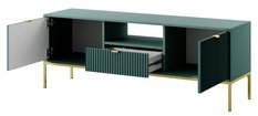 Szafka RTV 154x56x39 cm zielona na czarnych nóżkach system NOVA do salonu  - Miniaturka zdjęcia nr 8