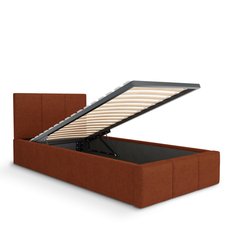 Łóżko Pojedyncze 90x200cm łóżko tapicerowane z pojemnikiem miodowe do sypialni wezgłowie 110 cm - Miniaturka zdjęcia nr 8