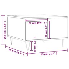 Stolik kawowy 55x55x36,5 cm z półką i szufladą dąb sonoma do salonu - Miniaturka zdjęcia nr 11