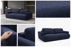 Kanapa z funkcją spania ITALY 250x100x82 cm FLOW trzyosobowa sofa rozkładana ciemnoniebieska - Miniaturka zdjęcia nr 3