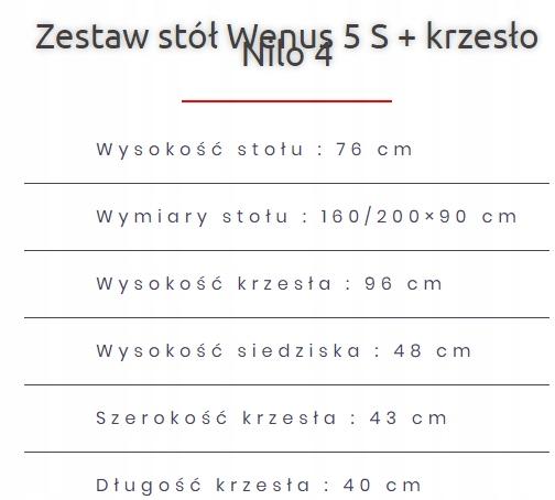 Zestaw do jadalni stół WENUS 160/200x90 cm rozkładany + 6 krzeseł NILO biały nr. 4