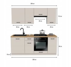 Zestaw mebli kuchenny Capri 200 cm kaszmir z blatem Dąb Evoke  - Miniaturka zdjęcia nr 3