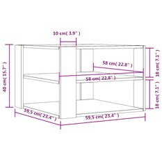 Stolik kawowy 59,5x59,5x40 cm z przestronnymi półkami szarość betonu do salonu - Miniaturka zdjęcia nr 9