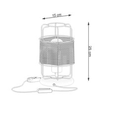 Lampa biurkowa GIZUR 25x15x15 cm loftowa lampka na biurko sznurkowy splot E27 czarna beżowa do biura pokoju - Miniaturka zdjęcia nr 5