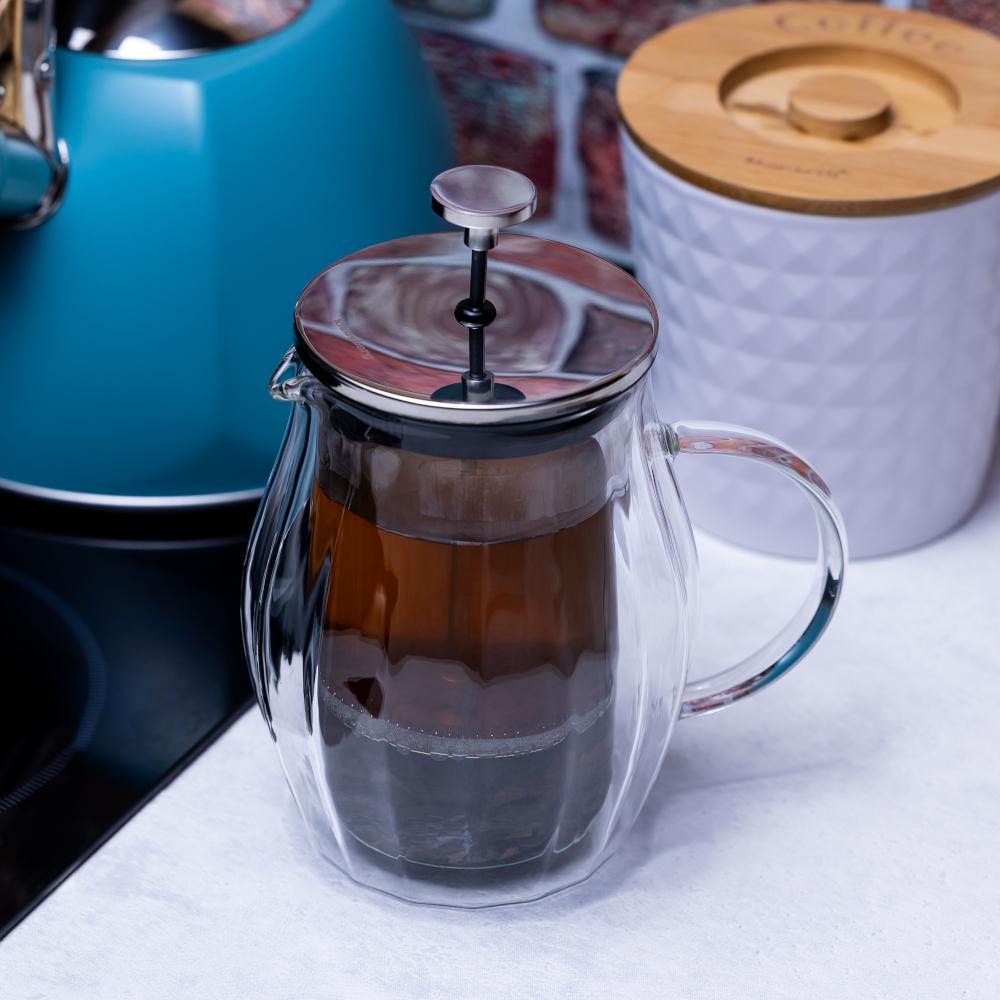 Szklany ZAPARZACZ TŁOKOWY Do HERBATY Ziół KAWY French Press 600ml 7683 nr. 3