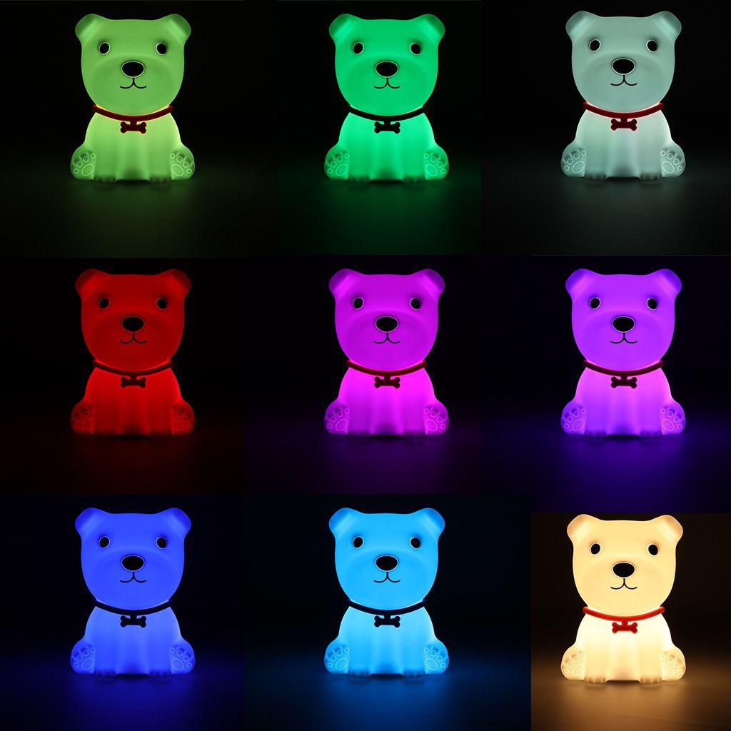 Lampka nocna dla dzieci silikonowa 8 LED USB biała piesek nr. 5