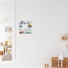 Naklejka Pod Kontakt Dla Dzieci Maszyny Budowlane 20x20 Chmurki Styl Skandynawski - Miniaturka zdjęcia nr 6
