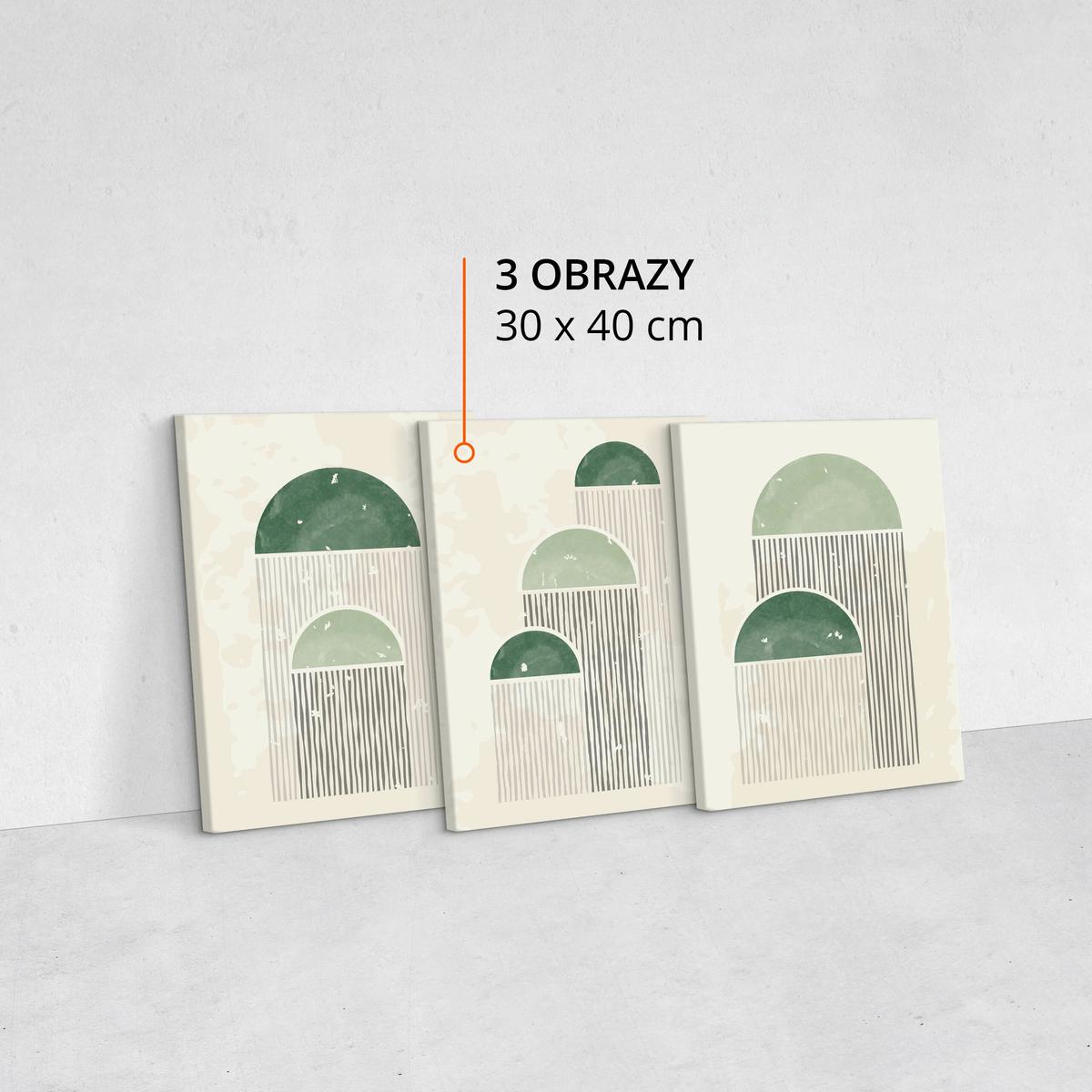 Obrazy Do Sypialni Set Abstrakcyjne Kształty Styl Boho Minimalizm 90x40cm nr. 10