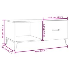 Stolik kawowy 90x50x40 cm z półką i zamykaną szafką brązowy dąb do salonu - Miniaturka zdjęcia nr 11