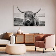 Obraz Do Salonu Krowa Szkocka Klify Czarno-Biały  30x20 Krajobraz Natura - Miniaturka zdjęcia nr 4