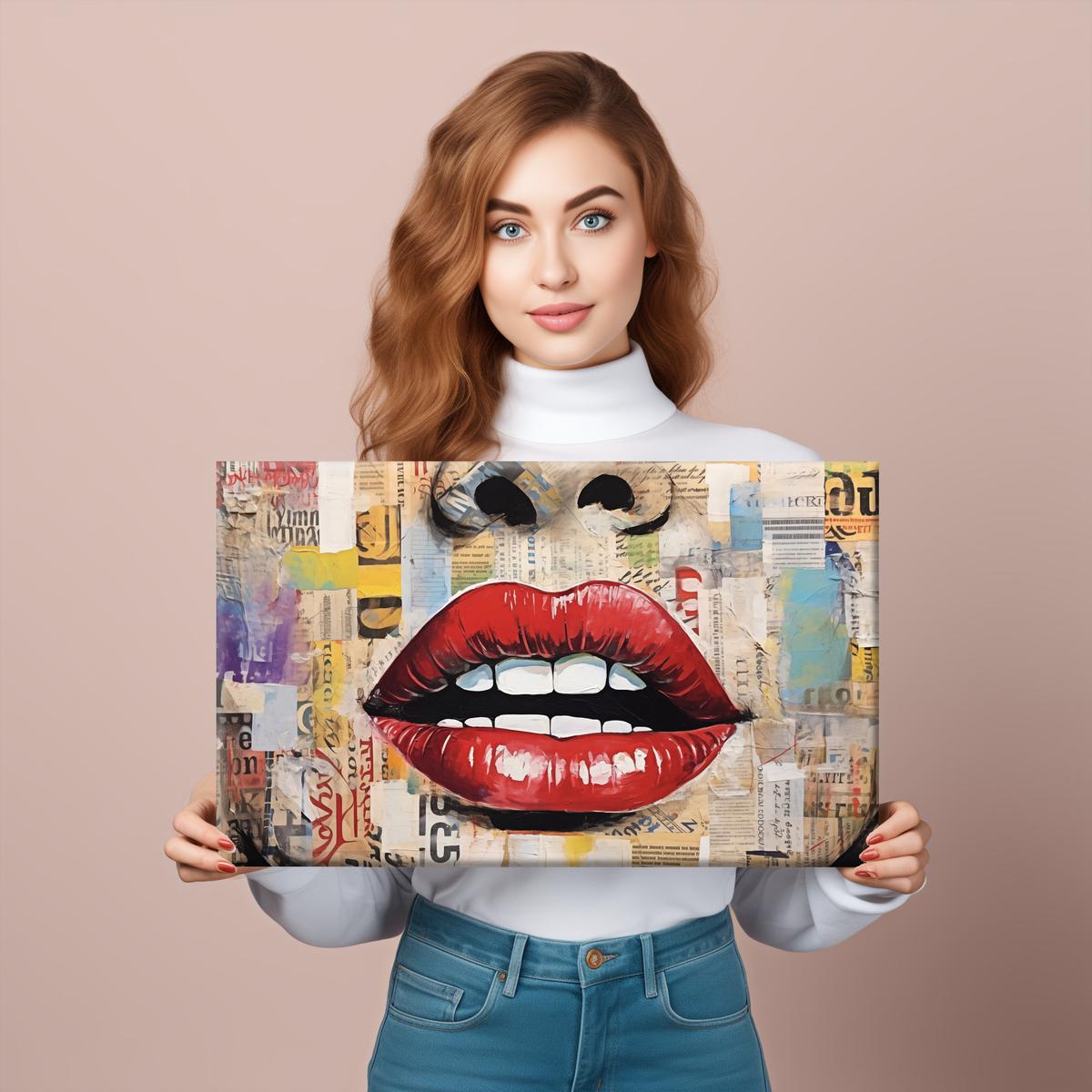 Obraz Ścienny Do Sypialni ABSTRAKCJA Portret Czerwone Usta Pop-Art 120x80cm nr. 7