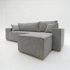 Narożnik Modena 230x52x130 cm z funkcją spania i pojemnikiem sztruks szary do salonu - Miniaturka zdjęcia nr 4