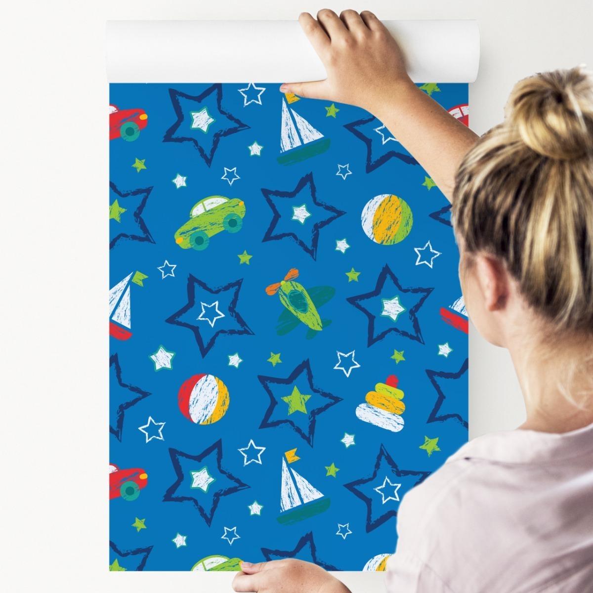 Tapeta Ścienna Malowane Pastelowe ZABAWKI Gwiazdy 53x1000  nr. 6