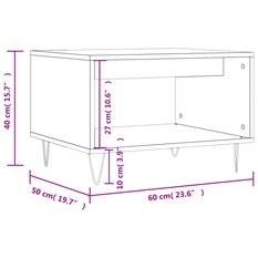 Stolik kawowy 60x50x40 cm z przestronną półką szarość betonu do salonu - Miniaturka zdjęcia nr 9