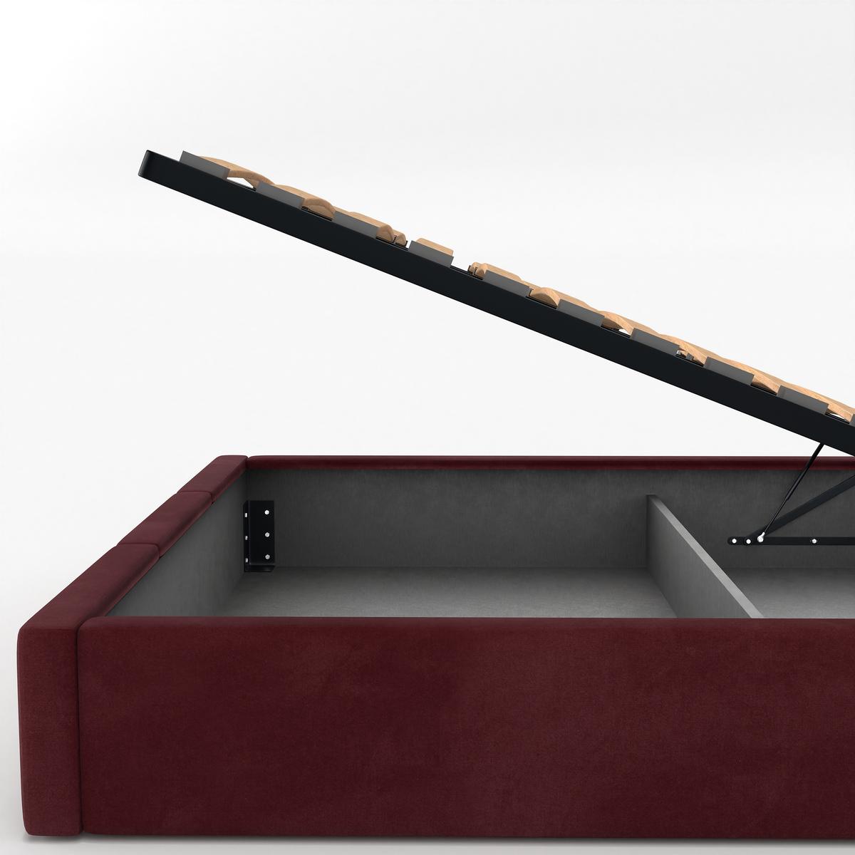 Łóżko Pojedyncze 90x200cm łóżko tapicerowane z pojemnikiem bordowe do sypialni wezgłowie 100 cm nr. 10