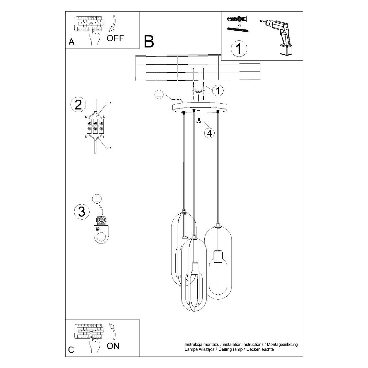 Lampa wisząca NICUS 3P biała 130x43x43cm nowoczesna E27 do salonu nr. 11