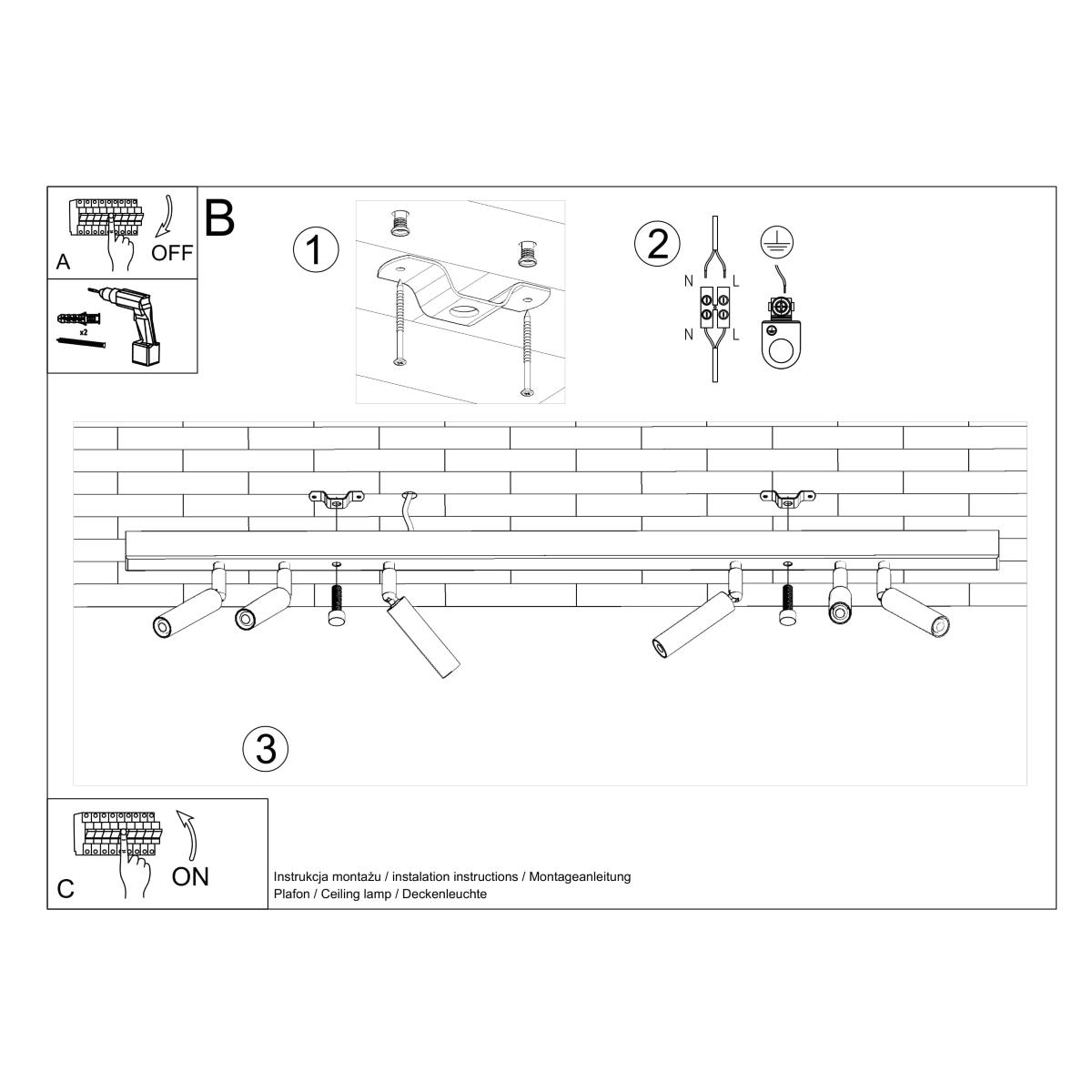 Plafon EYETECH 6 biały 20x3x100cm nowoczesna lampa G9 do salonu nr. 5