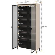 Witryna Trend 92 cm do salonu sypialni przedpokoju beżowy piaskowy czarny - Miniaturka zdjęcia nr 4