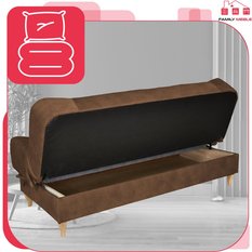 Wersalka SARA 200x95 cm brązowa rozkładana kanapa z pojemnikiem sofa do salonu Aura - Miniaturka zdjęcia nr 6