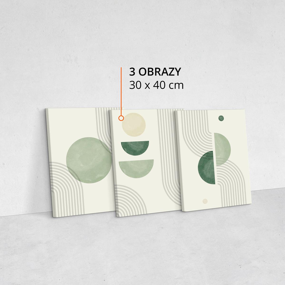 Obrazy Na Ścianę Set Zielone Ornamenty Styl Boho Abstrakcja 90x40cm nr. 10