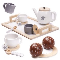 Serwis kawowy drewniany naczynia dla dzieci zestaw kuchenny do herbaty 21cm x 8,5cm x 27cm 
