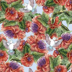 Tapeta Kwiaty MALOWANE Akwarelą Ptaki Natura Retro  - Miniaturka zdjęcia nr 3