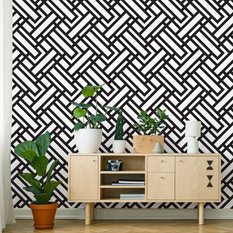 Tapeta czarno - białe wzory geometryczne, dekoracja w nowoczesnym stylu - Miniaturka zdjęcia nr 4