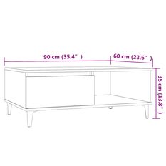 Stolik kawowy 90x60x35 cm  z praktyczną zamykaną szafką i półką dąb sonoma do salonu - Miniaturka zdjęcia nr 9